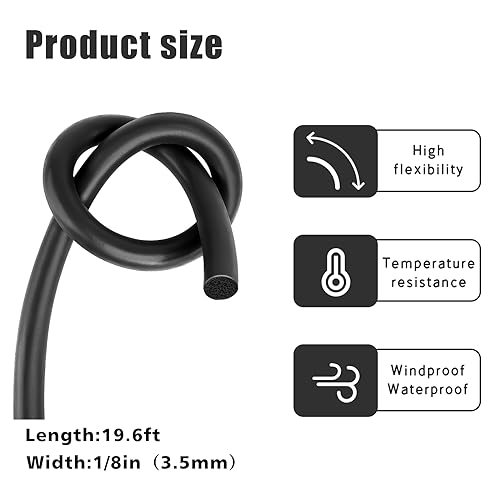 U0U Backer Rod 1/8 Inch Rubber Caulk Saver,Foam Backer Rod for Gaps and Joints,Concrete Expansion Joint Filler,19.6 feet Length - Image 2