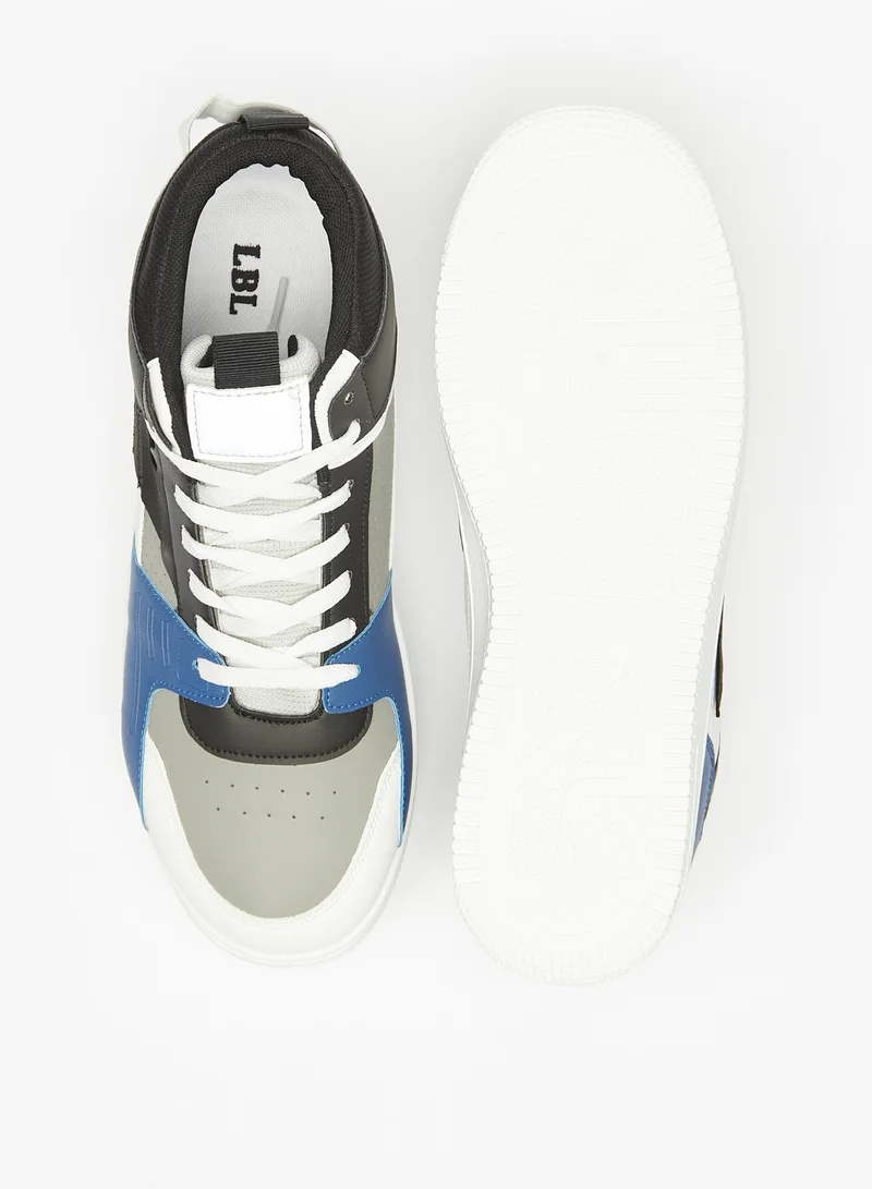 LBL by Shoexpress Men Panelled High Top Sneakers with Lace-Up Closure