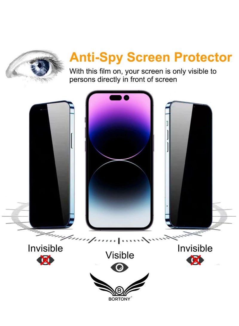 بورتوني واقي شاشة للخصوصية لهاتف iPhone 14 Pro Max 9H مضاد للتجسس بغشاء داكن حافظة صديقة للبيئة خالية من الفقاعات من الزجاج المقوى لهاتف Apple iPhone 14 Pro Max 6.7 بوصة 2022 - Image 3