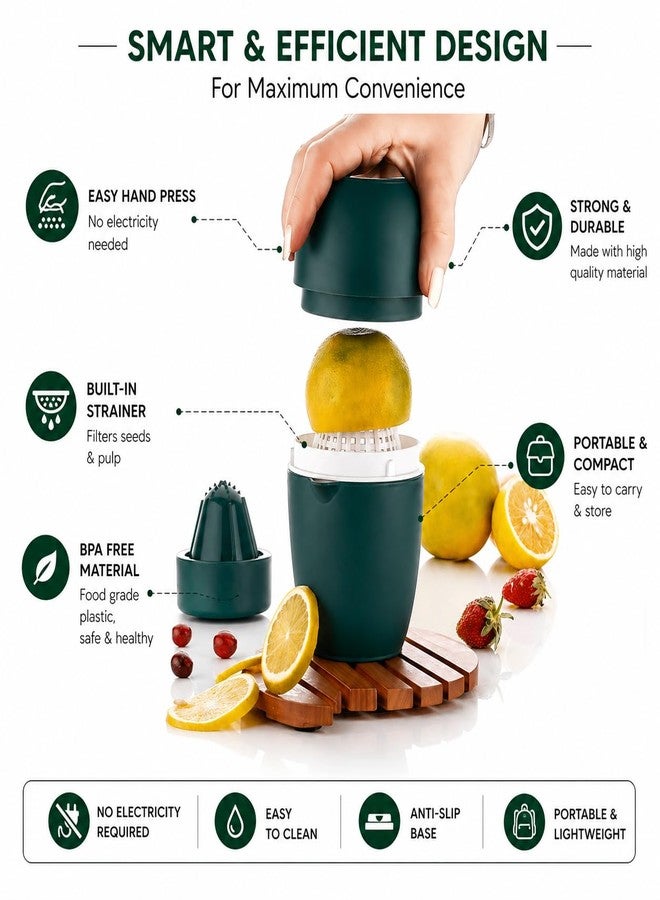 Lechin KASHTHABHANJAN PHARMA® Manual Citrus Press with Container, Orange Lemon Squeezer, BPA Free Fruit Juice Extractor, Kitchen Tool with Strainer, Easy Hand Press for Home (Multi Color) - Image 4