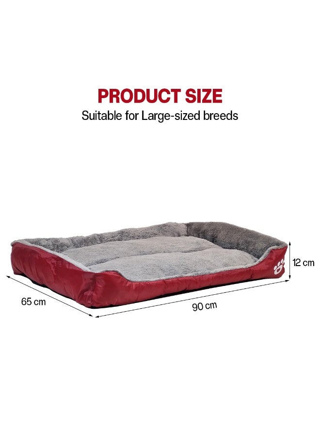 NNC PETS Orthopedic dog bed for Large dogs, Washable plush pet bed with raised bolster sides, Soft plush interior, and Non-slip bottom, Comfortable indoor dog sofa bed, Easy to clean, 90 cm (Red) - Image 2