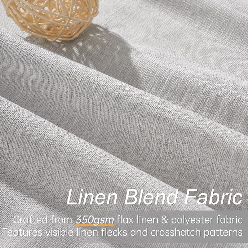 Topfinel Linen Gray Blackout Curtains 96 Inch Long  Boho Beige Gothic Viral Drapes Pinch Pleated Curtains with Hooks for Living Room  Neutral 8FT Back Tab Bedroom Curtains 52"" X 96"" 8 FT 2 Panels - Image 3