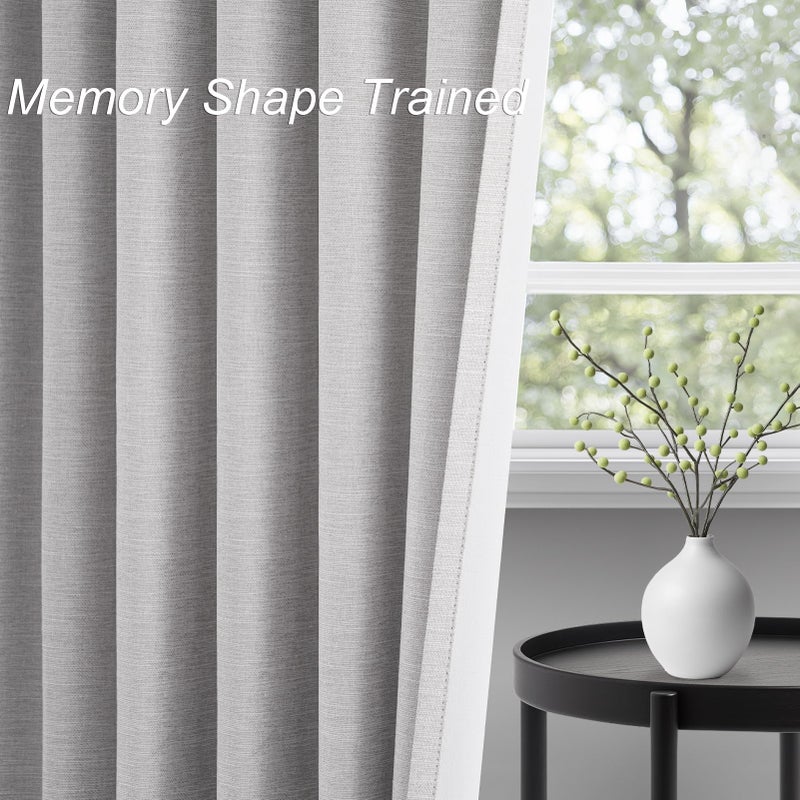 Topfinel Linen Gray Blackout Curtains 96 Inch Long  Boho Beige Gothic Viral Drapes Pinch Pleated Curtains with Hooks for Living Room  Neutral 8FT Back Tab Bedroom Curtains 52"" X 96"" 8 FT 2 Panels - Image 4