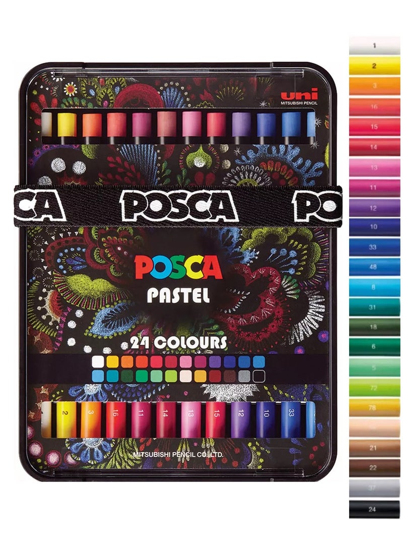 POSCA 24-Piece Wax Pastel Pencils Assorted Colours - Image 1