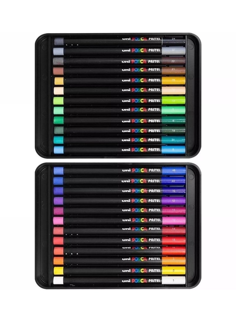 POSCA 24-Piece Wax Pastel Pencils Assorted Colours - Image 3