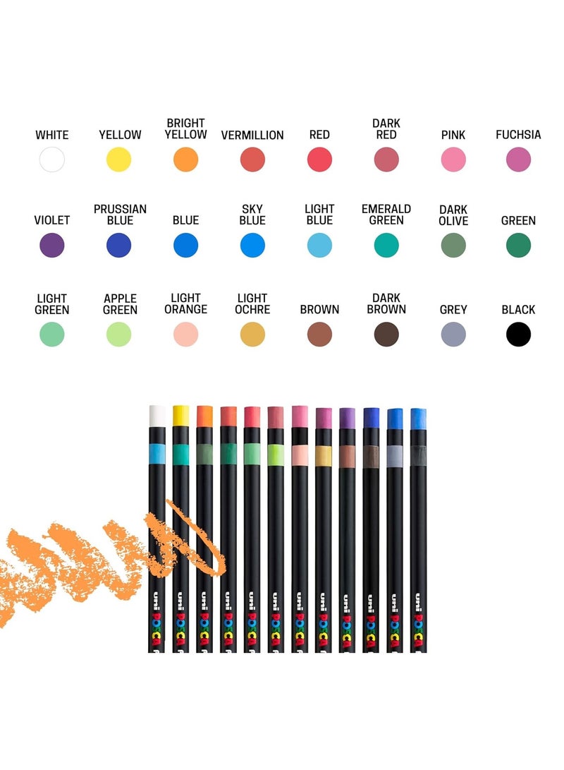 POSCA 24-Piece Wax Pastel Pencils Assorted Colours - Image 4