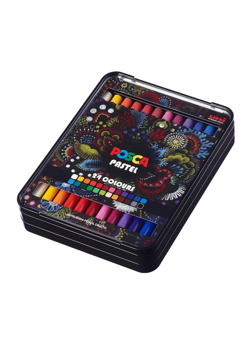 POSCA 24-Piece Wax Pastel Pencils Assorted Colours - Image 5