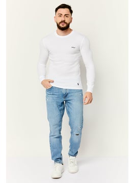 POLO RALPH LAUREN Men Crew Neck Long Sleeve Embroidered Logo Sweatshirt, White  - Image 3