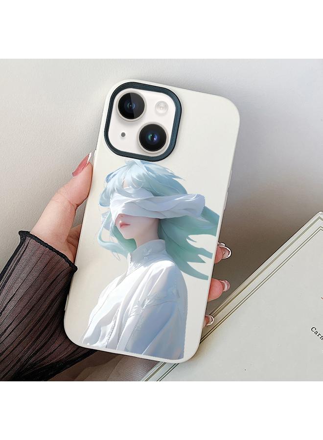 S-TOP Case For iPhone 14 Blindfold Girl PC Hybrid TPU Phone Case - Image 1