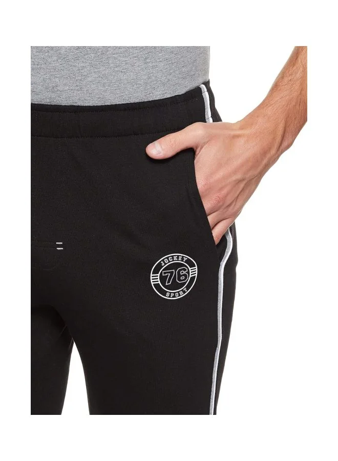 Jockey Black & Grey Melange 9501 Men Super Combed Cotton Rich Slim Fit Trackpants with Side and Back Pockets for Men | Best Price UAE