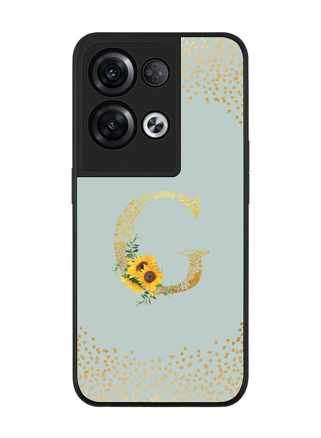 Stylizedd Rugged Black edge case for Oppo Reno8 Pro Slim fit Soft Case Flexible Rubber Edges Anti Drop TPU Gel Thin Cover - Custom Monogram Initial Letter Floral Pattern Alphabet - G (Light Grey ) - Image 1