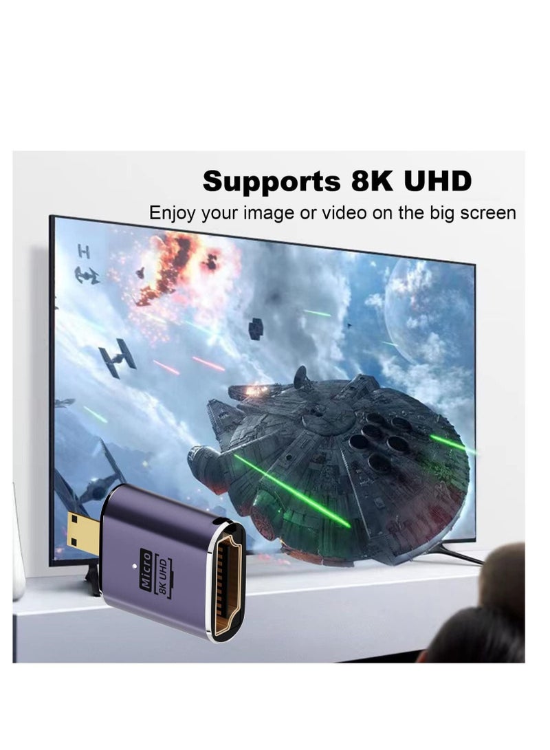 Captaintech Micro HDMI to HDMI Adapter, 3 Pcs 8K 90 Degree Left and Right Angle, Micro HDMI Male to HDMI Female Cable, for Sony A6000, Raspberry Pi 4, GoPro Hero 7 and Other Sport Camera - Image 3