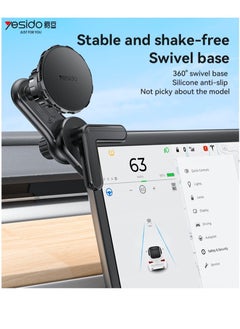 Yesido C212 Built-in Base Locking Knob Magnetic Car Phone Holder with Floating Screen Snap-On Mount Strong Grip Dashboard Windshield Air Vent Adjustable 360 Rotation Universal Mobile Stand for iPhone Samsung Huawei GPS Hands-Free  - Image 3