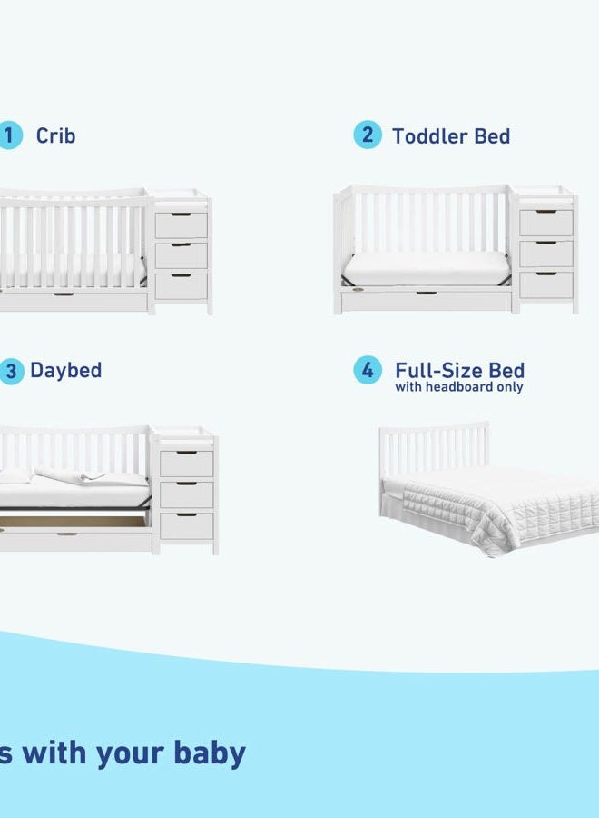 GRACO Remi All-in-One Convertible Crib & Changer (White) – GREENGUARD Gold Certified, Fits Standard Crib Mattress, Converts to Toddler Bed and Full Bed, 4 Adjustable Mattress Heights - Image 4