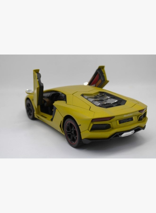حديقة الألعاب 1:24 لامبورغيني 770-4 دييكاست موديل | سيارة رياضية قابلة للسحب للخلف بأبواب مفتوحة وأضواء وصوت | لعبة مثالية للأولاد والكبار | أصفر - Image 3