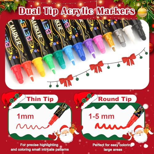 Betem 36 Colors Dual Tip Acrylic Paint Pens Markers, Premium Acrylic Paint Markers Stocking Stuffers for Rock, Wood, Fabric, Glass, Canvas, Ceramic, Christmas Gifts for Teens DIY Crafts Art Supplies - Image 2