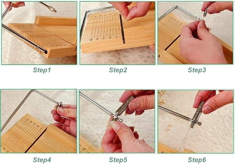 klarako Silicone Soap Making Mold, Wooden Box Set Manual Soap Cutter with Scale Kitchen Tool 1200ml - Image 3
