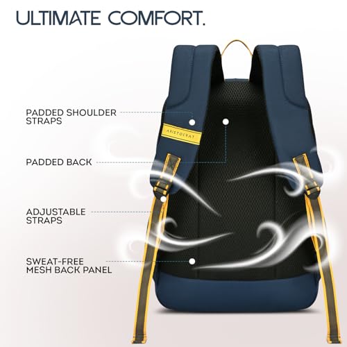 Aristocrat Lava 17 Inch Compatible Laptop Backpack 25L | Premium Durable Fabric | 2 Compartments with Side Bottle Pocket | Padded Backpanel | Office & Travel Backpack for Men & Women (Blue) - Image 4