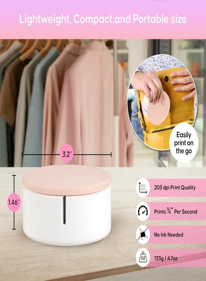 طابعة ملصقات حرارية محمولة Arkscan M300، تعمل لاسلكياً مع الهواتف الذكية، بدون حبر وقابلة لإعادة الشحن، مزودة بقوالب وخطوط متعددة للمنزل والمكتب والتخزين (دائرية وردية). - Image 4