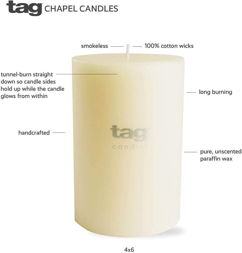 tag Chapel 2X5 White Pillar Paraffin Wax Candle Unscented Drip-Free Long Burning 32 Hours for Home Decor Wedding Parties 2x5 White - Image 5