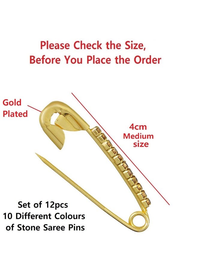 VAMA VAMA Multicolor Rhinestone Safety Saree Pins Brooches Sweater Shawl Clips Faux Crystal Brooches Shiny Brooch Pins for Clothing Dress Pants Skirt Dressing Accessories (Multicolor Safety Pins) - Image 2
