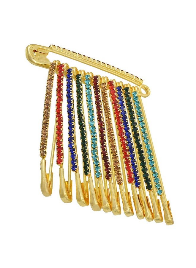 VAMA VAMA Multicolor Rhinestone Safety Saree Pins Brooches Sweater Shawl Clips Faux Crystal Brooches Shiny Brooch Pins for Clothing Dress Pants Skirt Dressing Accessories (Multicolor Safety Pins) - Image 1