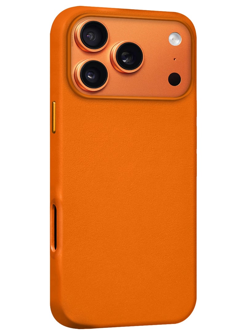 CATANES Premium Leather Case for iPhone 17 Pro – Shockproof, Waterproof, Matte Finish, Anti-Slip, Slim Fit - Cosmic Orange - Image 2