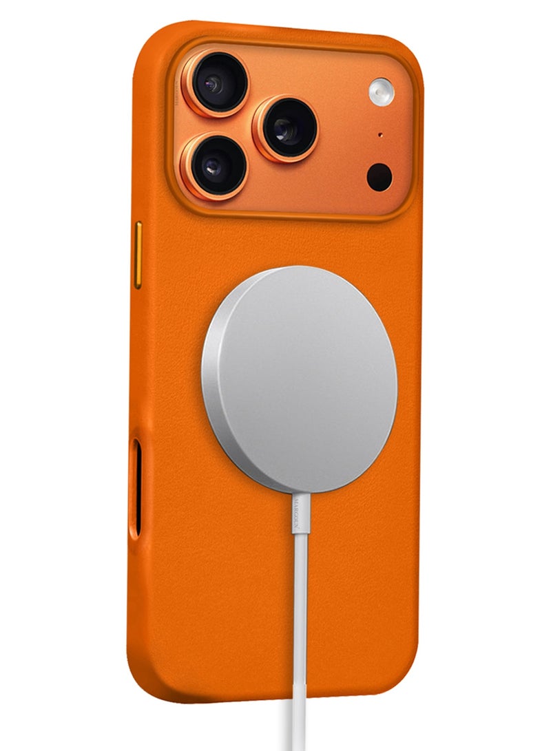 CATANES Premium Leather Case for iPhone 17 Pro – Shockproof, Waterproof, Matte Finish, Anti-Slip, Slim Fit - Cosmic Orange - Image 4