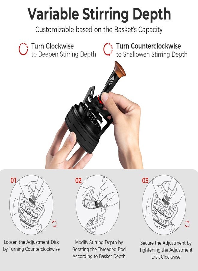 IKAPE Espresso Coffee V3 WDT Tool, 54mm Stirrer Distribution Tool, Equipped with 10-needle Stirrer, Adjustable Needle Height, Coffee Stirrer with Dosing Funnel & Stand - Image 4