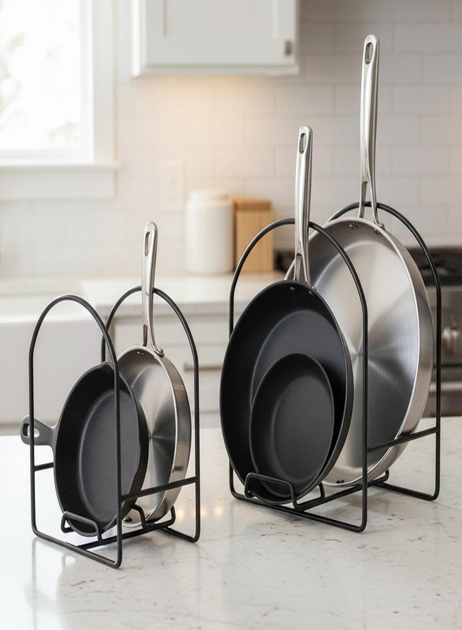 Caeuiciw 4 Packs Black Kitchen Plate Holder for Cabinet 2 Large 2 Small Dinner Dish Plate Organizer Rack Upright Dish Drying Racks Metal Dishes Racks Stand - Image 5