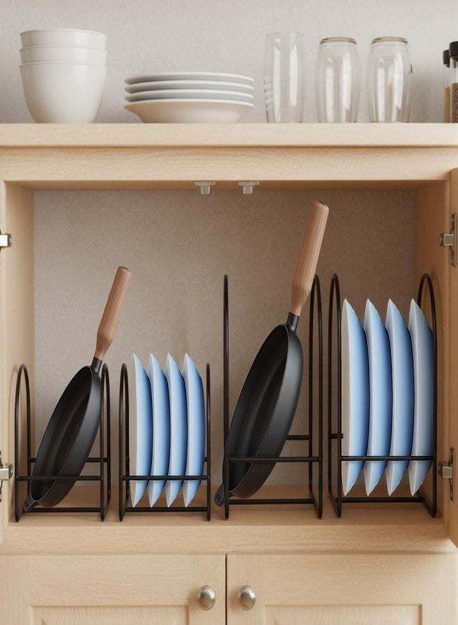 Caeuiciw 4 Packs Black Kitchen Plate Holder for Cabinet 2 Large 2 Small Dinner Dish Plate Organizer Rack Upright Dish Drying Racks Metal Dishes Racks Stand - Image 4