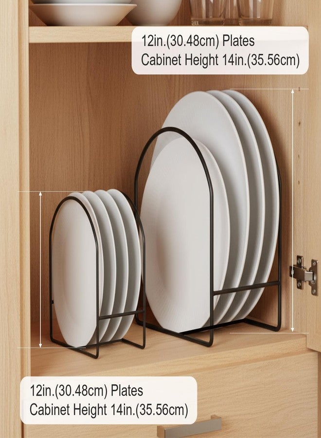 Caeuiciw 4 Packs Black Kitchen Plate Holder for Cabinet 2 Large 2 Small Dinner Dish Plate Organizer Rack Upright Dish Drying Racks Metal Dishes Racks Stand - Image 3