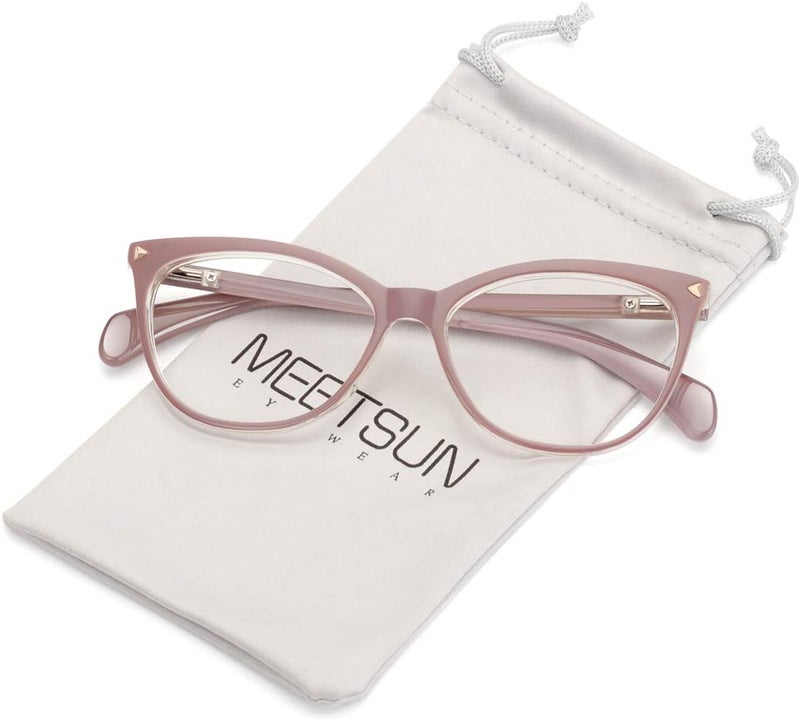 MEETSUN Non Prescription Glasses Frames For Women，Retro Cateye Fake Eyeglasses HD Clear Lens - Image 1