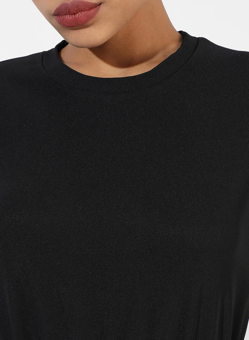 PINACOLADA Women's Midnight Black Cropped Co-Ord Set For Casual Wear | Crew Neck | Short Sleeve | Pull On Closure | Co-Ords Designed With Comfort Fit For Woman & Girls