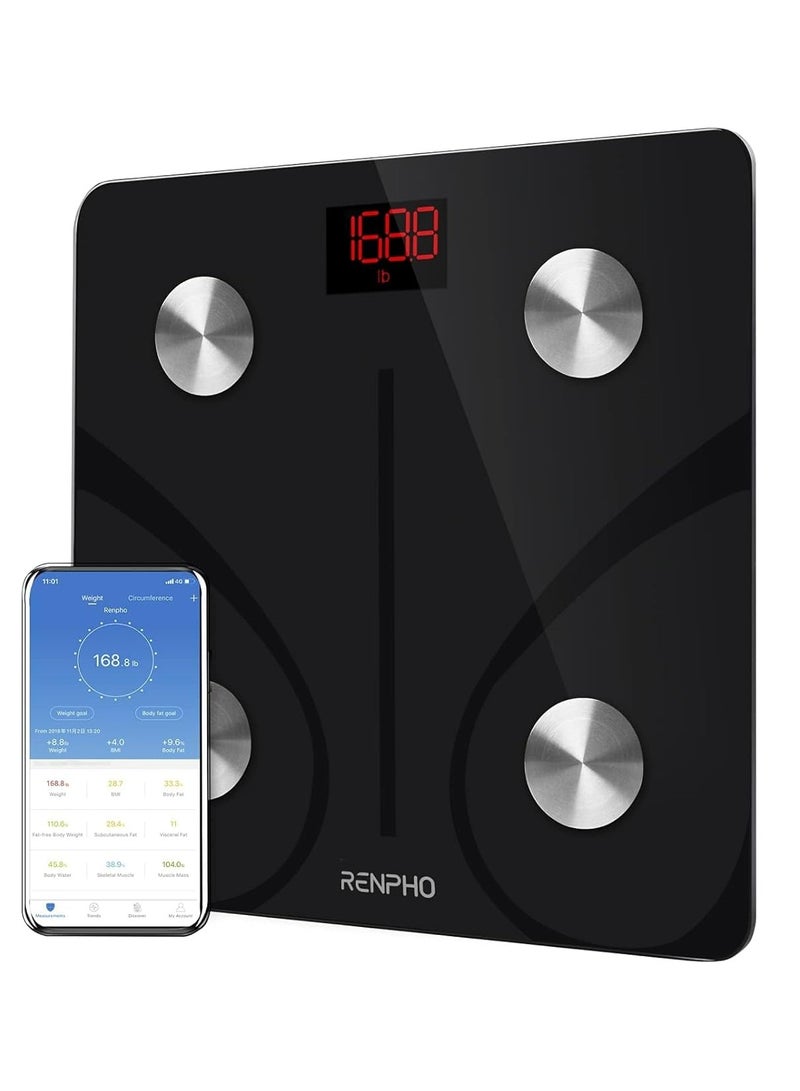 RENPHO ES-CS20M Bluetooth Smart Body Fat Scale – 13 Body Metrics, BMI Monitor, 180kg Capacity, Black - Image 1