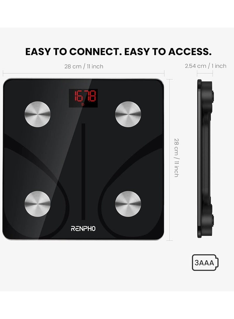 RENPHO ES-CS20M Bluetooth Smart Body Fat Scale – 13 Body Metrics, BMI Monitor, 180kg Capacity, Black - Image 2