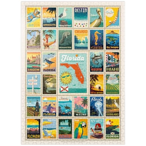 MyPuzzle.com MyPuzzle Florida MultiImage Print Vintage Poster Premium 1000 Piece Jigsaw Puzzle for Adults - Image 1