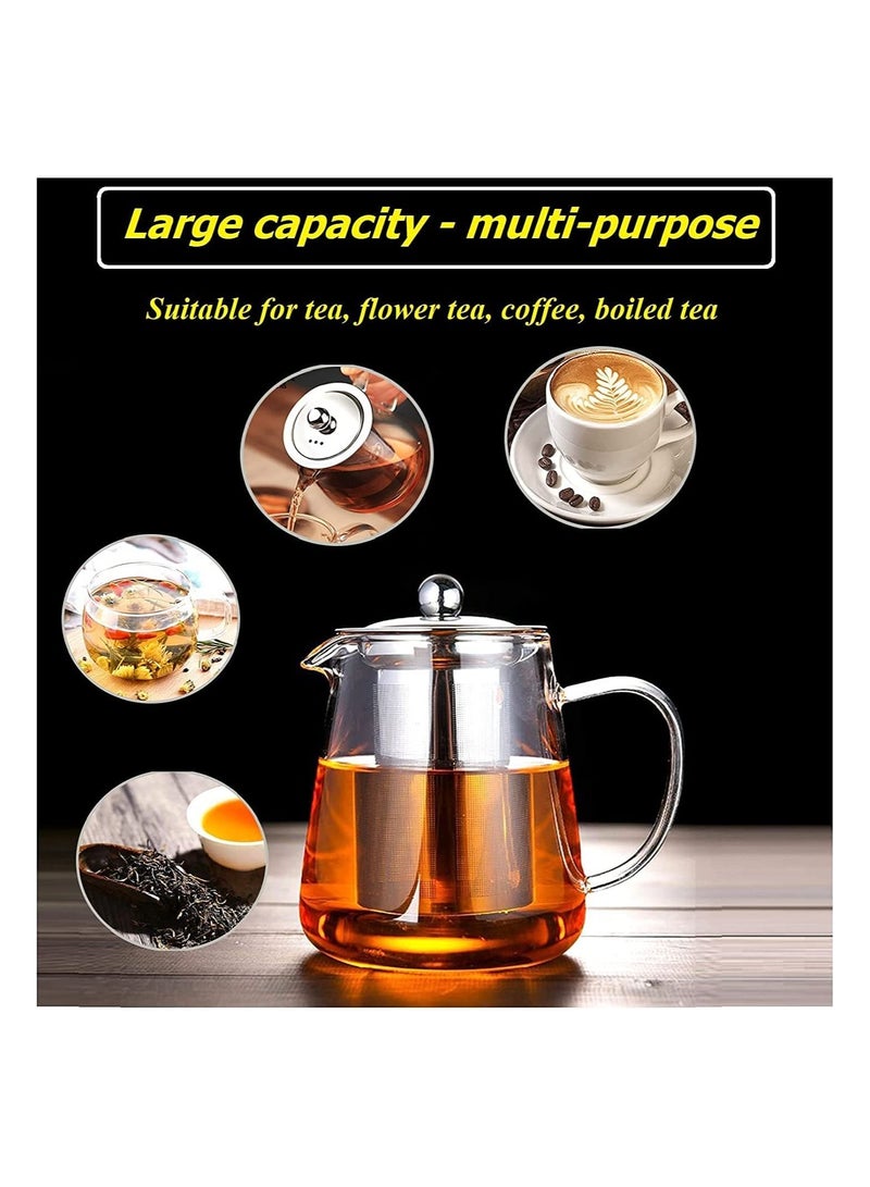 GGEROU 950ml Glass Tea Pot, Borosilicate Glass Teapot, Loose Leaf Tea Kettle, Borosilicate Glass Heat Resistant Clear Leaf Teapot with Infuser Strainer for Microwavable and Stovetop Safe - Image 4