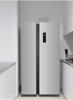 612L Side by Side Refrigerator, No-Frost with Electric Control, LED Lighting, 5 Fridge Shelves & 5 Freezer Shelves, Energy Grade D, Elegant Blue Interior, Inox Finish | Model Name: AR-840SNFT - pzsku/ZE62C59F14C29D0EC6BD7Z/45/_/1731497854/13a22da9-e338-403b-8f4e-068cf25c8b31