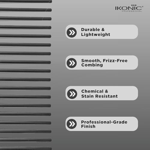 Ikonic Professional Hair Dressing Comb Set of 10 with Pouch for Detangling, Frizz Free Styling & Shine, Durable & Chemical Resistant, For All Hair Types, Personal Use, Salons, Beauty Parlours & Spas - Image 3
