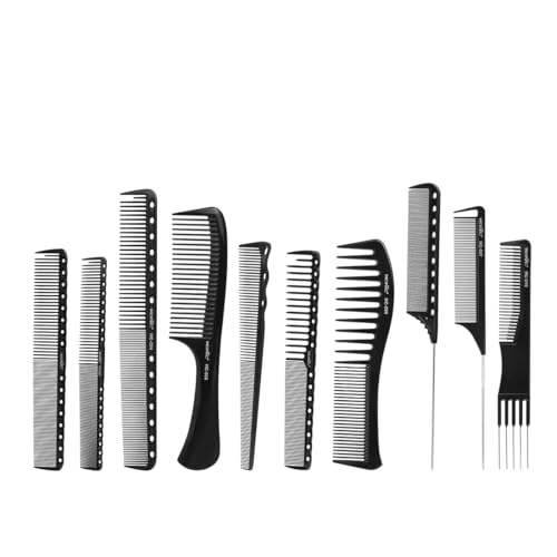 Ikonic Professional Hair Dressing Comb Set of 10 with Pouch for Detangling, Frizz Free Styling & Shine, Durable & Chemical Resistant, For All Hair Types, Personal Use, Salons, Beauty Parlours & Spas - Image 1