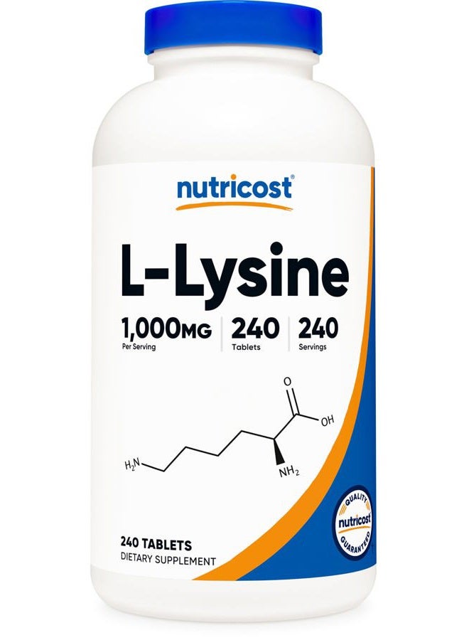 Nutricost L-Lysine 1000mg, 240 Tablets - Gluten Free, Non-GMO, and Vegetarian Friendly - Image 1
