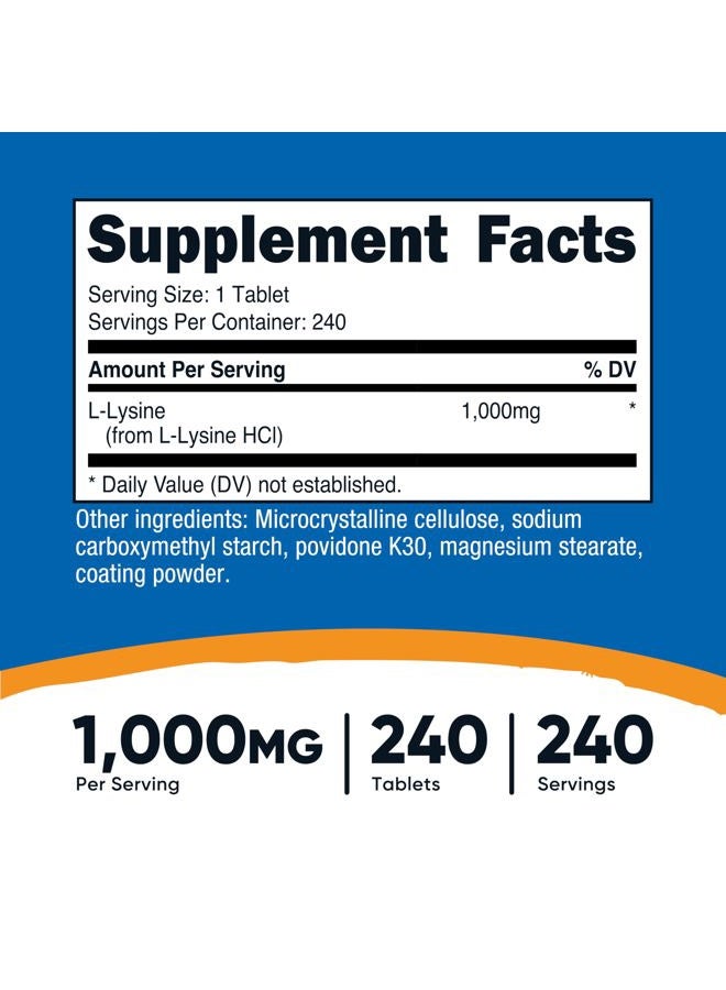 Nutricost L-Lysine 1000mg, 240 Tablets - Gluten Free, Non-GMO, and Vegetarian Friendly - Image 2