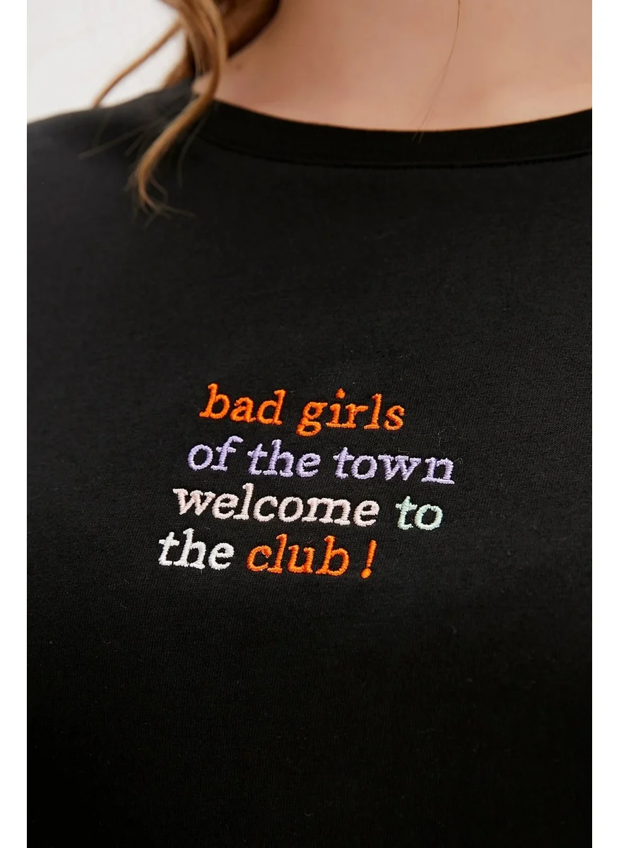 Bad Bear Town Black Printed Women's T-Shirt