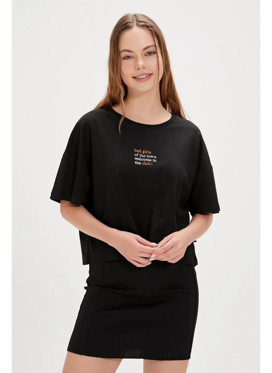 Bad Bear Town Black Printed Women's T-Shirt