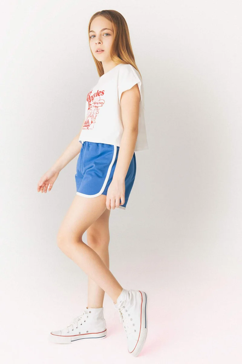ديفاكتو Girl Printed Short Sleeve T-Shirt Shorts 2 Piece Set
