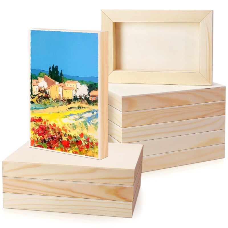 FSWCCK 10 Pcs 4x6 inch Wood Panel Boards, Unfinished Wood Canvas Wooden for Crafts, Painting Canvas, DIY Art Projects, Pouring, Arts Use with Oils, Acrylics - Image 1