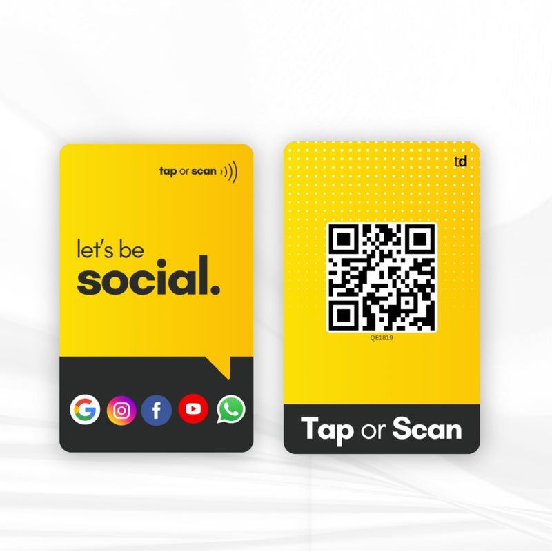 Tinydabba Social Media Card | NFC & QR Enabled | Connect Review, Instagram, Facebook, YouTube, Whatsapp & More | Share Bio Link Instantly | Boost Reach | No App Needed - Image 1