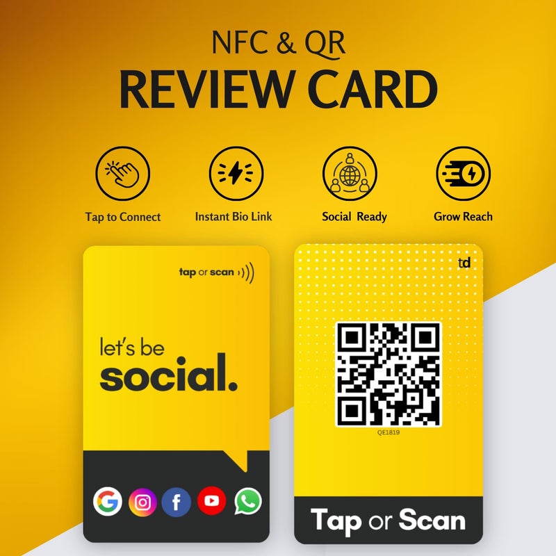 Tinydabba Social Media Card | NFC & QR Enabled | Connect Review, Instagram, Facebook, YouTube, Whatsapp & More | Share Bio Link Instantly | Boost Reach | No App Needed - Image 4