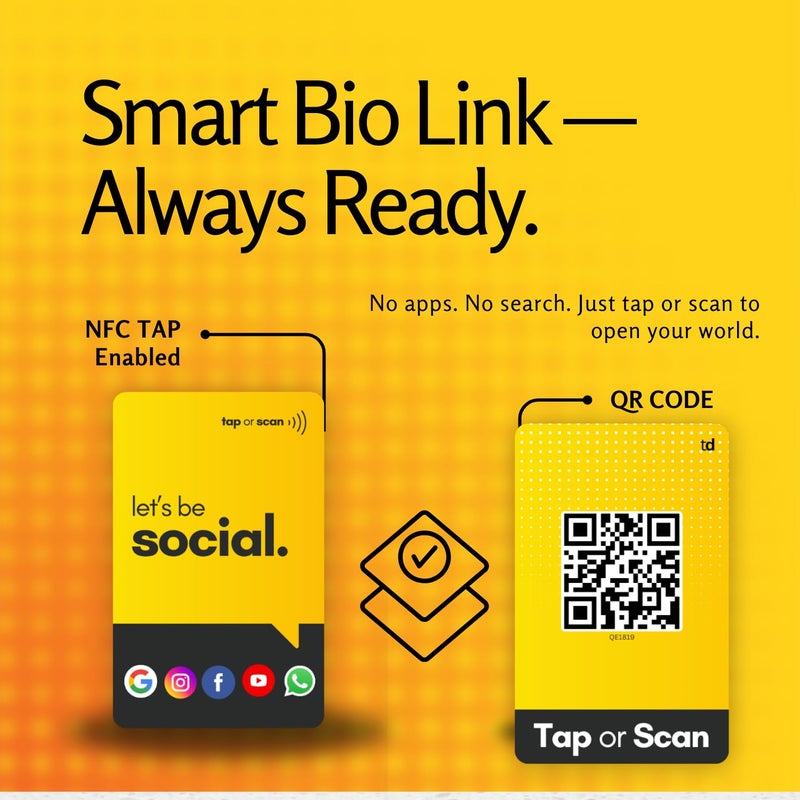 Tinydabba Social Media Card | NFC & QR Enabled | Connect Review, Instagram, Facebook, YouTube, Whatsapp & More | Share Bio Link Instantly | Boost Reach | No App Needed - Image 5